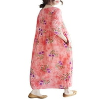 Grianlook Ženska boemska cvjetna turska haljina s džepovima Vintage Maxi haljine Travel čipke Up ljetna