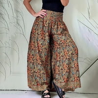 Hlače za žene Vintage Ispiši labave ležerne elastične džepove visokih struka udobne modne ženske pantalone