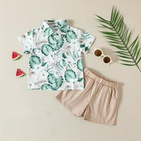 FESFESFES TODDLER Boys Hawaian Outfit Dječji dječak za bebe Odštampani vrhovi i kratke hlače Ležerne prilike na plaži Haljina kratkih rukava i kratke hlače Set za prodaju ljetna ušteda