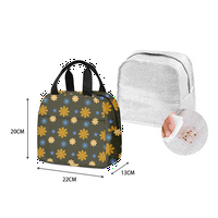 Ženska daisy cvjetni ispis izolirani ručak tote tote prijenosne torba za ručak termalne hrane