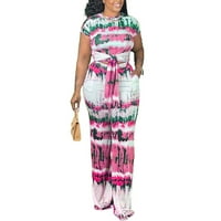 Ženska tiskano odijelo s kratkim rukavima za ured za putovanje sa elegantnom i tkaninom ružičaste s