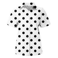 Feternal ženska modna casual kratkih rukava polka točkica tastera za ispis rever košulja TOP bluza Ljetni