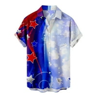 Lovskoo Patriotsko kratki rukav do majice za muškarce Američka zastava za četvrto jul i ljetna majica za ogrlica sa Ljetnom lupom s bluzom na majici Poctt Hawaiian