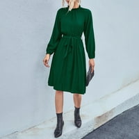 Ženska jesenska i zimska modna haljina s dugim rukavima, zelena