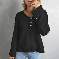 Ženski kardigan džemperi Moderna fit jakna kardigan koktel i zabava V-izrez slatki džemperi za žene Black XL