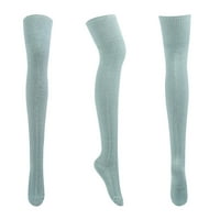 Kompresionirane čarape visoke koljena za žene zimske prugaste pune boje pamučne pletene prekrivene čarape