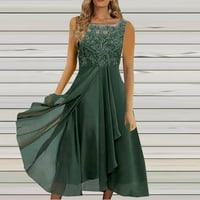 Ženska haljina šifon elegantan čipkasti patchwork haljina bez rukava bez rukava vješa veša haljina zelena