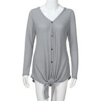 Ženski labavi pleteni bluza Tunnic The Crnet vrhova šišmiskih običnih košulja ženske kardigan sive s