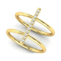 14K Zlatni čvrsti zlatni dijamant, poklon za mamu, personalizirani nakit, dvostruki prsten za bend, obećanje prsten