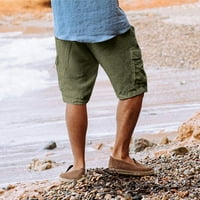 Iopqo muške kratke hlače Muške proljeće Summer Leisure Party Beach Hawaii Solid Boja Pamučna posteljina