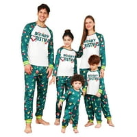 Elaililye Fashion Family Božićni pidžami Podudarni setovi PJS Spavaće kućna odjeća Božić Slatka Fawn Print Romper Family Roditelj-Dječji odjel Pajamas Set, Green