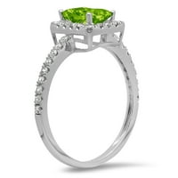 1.96ct smaragdni rez zeleni prirodni peridot 14k bijelo zlato Angažovanje halo prstena veličine 7.25