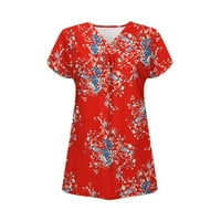 B91XZ košulje za žene za žene Vrhovi sakrij trbušni tunički kratki rukav majice Ljetna majica casual bluze ženske plus veličine vrhova crvena, xl