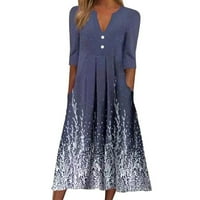 Ljetna haljina Ženska ležerna modna tiskana gumba za mršavljenje V-izrez polu rukave duge haljine plus