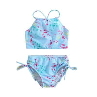 Plus size za kupanje Djevojke Ljeto dva kupaća kostima visokog struka, cvjetni strapljeni halter kupaći