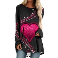 Dnevna košulja za Valentinovo Žene Ljubavi srčani grafički vrhovi Boja blok plus Duksera veličine sa