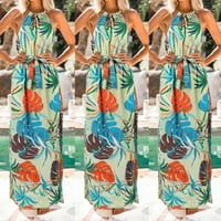 Floleo Clearence Žene Ljeto Print Boho Long Maxi Večernja Party Beach cvjetna duga haljina