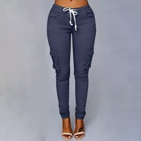 Ženski elastični struk Slim Fit Jogger Cargo Hlače za žene Stretch Skinny Duks pantalone za podizanje pantalona sa džepovima
