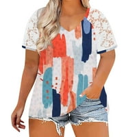 Žene udobno i ležerna majica Summer Modna odjeća V izrez Majice Čipka za patchwork bluza Workout čipka