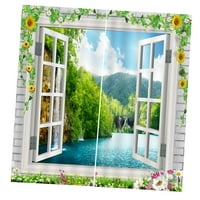 Paneli pejzažni krajolik Prozor i zavjese za vrata Roletne 3D tiskani ukras sa kukama i prstenima 13
