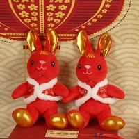 Novogodišnji crveni prsluk kineski stil zečje plišane igračke meka Lucky Bunny lutka