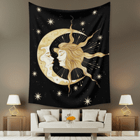 Tarot Moon Tapisestry Walking Gold Starry Stars Tapisestry za spavaću sobu Mjesec i oblačno zidno tapiserija
