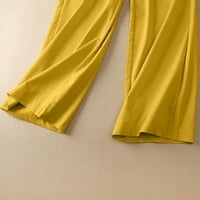 Ljetna ušteda, axxd čvrsta split split miljenim elastičnošću širine noge duge hlače pj hlače za teen djevojke žute 10