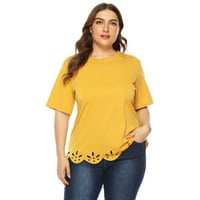 Tking Modne žene Casual Ljeto Plus size Majica kratkih rukava TOP bluza - žuti xxxxl