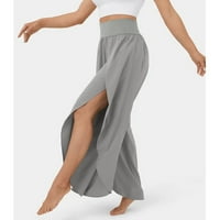 Široke pantalone za noge za žene visoke strukske rubne pantalone s rukavima Yoga hlače Hippie Boho Beach Plus Veličina Palazzo Hlače