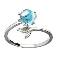 Kreativna riba dizajn repa za otvaranje prstena Podesivi cirkon prsten šik prsten za prsten nakit poklon za žene dame djevojke (whit