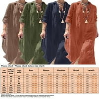 Niveer ženske košulje haljine V izrez Dugi maxi haljina od pune boje kaftano rukav zeleni 2xl