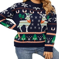 Gupgi božićni džemper za ženske ležerne dukserice zimske okrugle vrata pulover pletiva