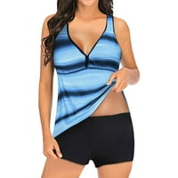 TUMMIJA Kontrola kupaćih kupa za žene modni vrhovi sa kratkim trkačkim kostima Plavi XL