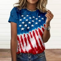 4. jula vrhovi za žene Ljeto kratki rukav Ležerni majica Američka zastava Ispis tunika bluza TEes majice
