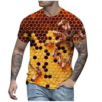 Muška majica kratki rukav tiskani okrugli vrat Top Trend Plus size smeđe s