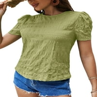 GRIANLOOK Žene Ljetne vrhove Majica s kratkim rukavima Majica Solid Color Tweewer TEE meka bluza tunika Green XL