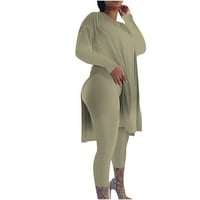 Womens Plus Veličina odjeća Split Split V-izrez Duge rukave Duge pulover Dugačke hlače Postavljaju dvije
