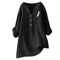 Puntoco Plus Veličina čišćenje Ženska majica kratkih rukava s kratkim rukavima V-izrez Duks bluza crna 10
