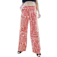 Ženske hlače Ležerne prilike ženske drape velike struke elastične široke noge cvjetne plažne hlače crvene