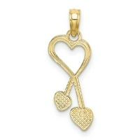 Auriga 10k žuti zlatni polirani srčani dvostruki srčani perli na tassle šarm za žene