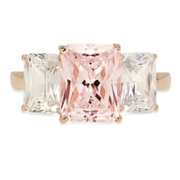 4.0ct smaragdni rez ružičasti simulirani dijamant 14k žuti zlatni godišnjica angažmana kamena prstena