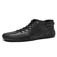Gomelly Muški čizme Udobne cipele Srednja gornja gležnjače za hodanje Radni kružni nožni stanovi čisti crni 11