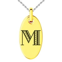Pismo od nehrđajućeg čelika Početni metro Retro monogram ugraviran malog ogrlice od ovalnog šarma