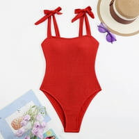 Puawkoer Womens Ljeto Plaža Čvrsta nabora WAVY čipke Bikini modne kupaće kostime za kupaće kupaće kupaće