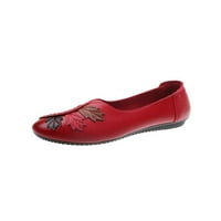 Žene stanovi udobne ravne cipele klizanje na natikače dame lagane casual cipele ženske cipele Neklizaju crvena 8.5