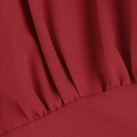Jamicy Crvena haljina Ženska modna haljina remen s V-izrezom Čvrsta gužva duga haljina sa klirensom pojasa