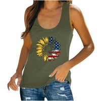 Ženske američke rezervoar za zastavu 4. jula Zvijezde Stripes bez rukava bez rukava Patriot The Majice