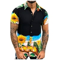 Muška havajska majica casual majica kratkih rukava dolje majice Aloha majica Sunflower Palm cvjetni