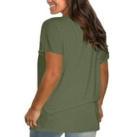 Poliester ženske majice posade vrat kratkih rukava peplum čvrsta vojska zeleni medij