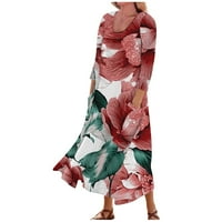 FOPP prodavač dame casual cvjetni print tri tromjesečna rukav džepna haljina vruća ružičasta l